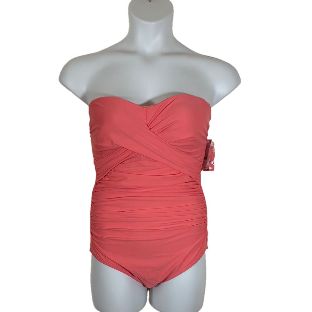 Lands' End Pink One Piece Swimsuit with Sweetheart Neckline SKU 0031